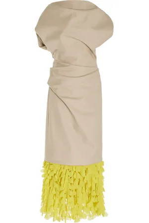BRANDON MAXWELL The Lainey Asymmetric Cotton-Blend Midi Dress