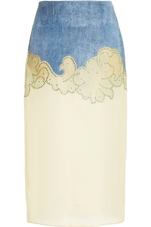 BRANDON MAXWELL The Jolie Embroidered Corduroy-Organza Midi Skirt