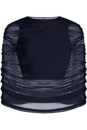BRANDON MAXWELL The Lyra Ruched Sheer Knit Top
