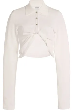 Courrèges Twisted Cotton-Pique Cropped Polo Shirt
