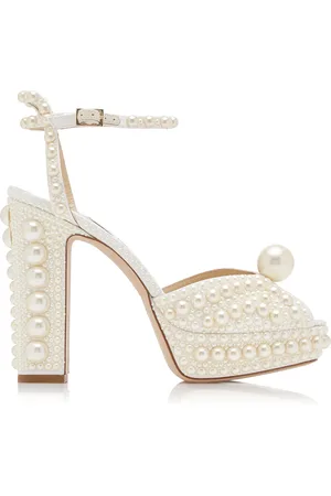 Jimmy Choo Sacaria Pearl-Embellished Satin Platform Sandals