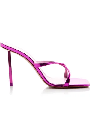 Amina Muaddi Adriana Metallic-Leather Sandals