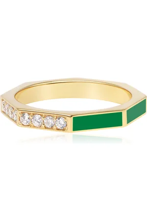 Aisha Baker Follow Your Bliss 18K Yellow Gold Diamond And Enamel Ring