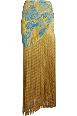 Etro Fringed Metallic Knit Maxi Skirt