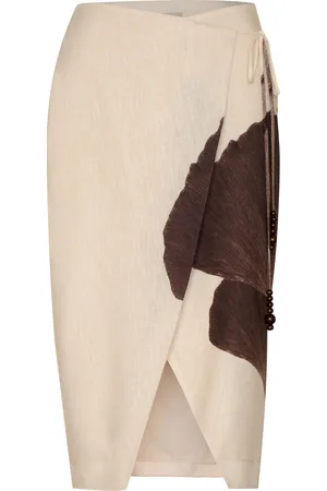 Andres Otalora Flashed Wrapped Linen Midi Skirt