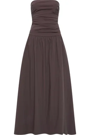 St Agni Tie-Back Drop-Waist Cotton-Nylon Maxi Dress