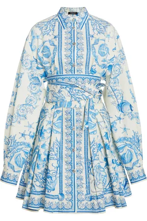 VERSACE La Vacanza Printed Cotton Poplin Mini Dress
