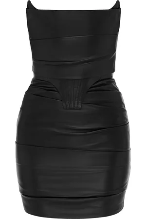 ALEX PERRY Leather Corset Mini Dress