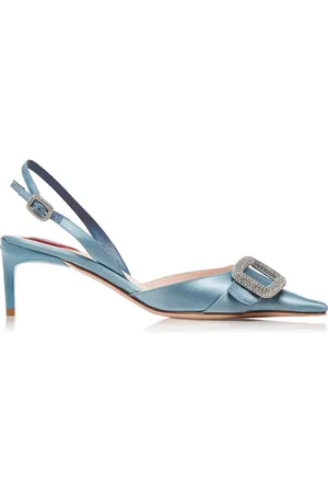 Roger Vivier Dorsay Buckle-Embellished Satin Slingback Pumps