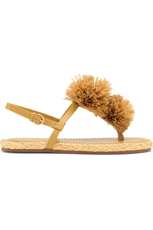 ULLA JOHNSON Ingrid Pom Pom Leather Espadrilles