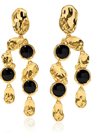 Alexis Bittar Brut 14K -Plated Onyx Coin Chandelier Earrings