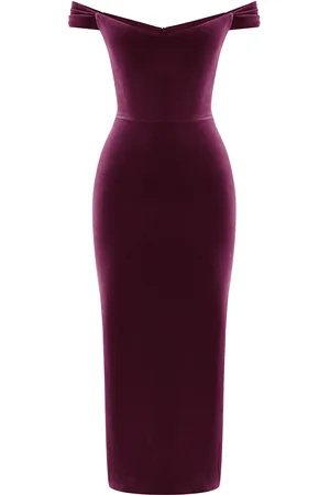 ALEX PERRY Off-The-Shoulder Velvet Corset Midi Dress