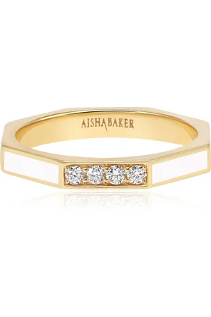 Aisha Baker Fingers Crossed 18K Yellow Gold Diamond And Enamel Ring