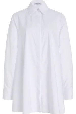 K.NGSLEY Gaia Open-back Cotton Poplin Mini Shirt Dress