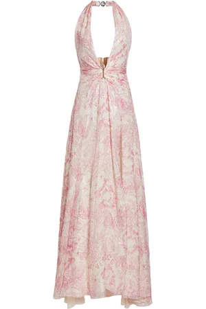 VERSACE La Vacanza Printed Silk-Blend Chiffon Gown