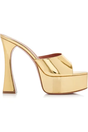 Amina Muaddi Dalida Patent Leather Platform Sandals