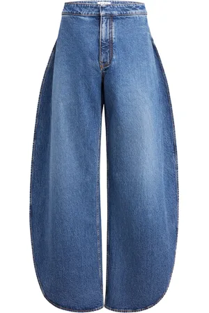 Alaïa Round Stretch Mid-Rise Wide-Leg Jeans