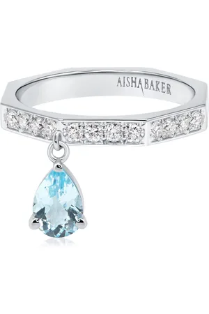 Aisha Baker How Charming 18K White Gold Topaz And Diamond Ring