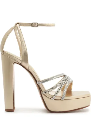 ALEXANDRE BIRMAN Stacy Crystal Leather Platform Sandals