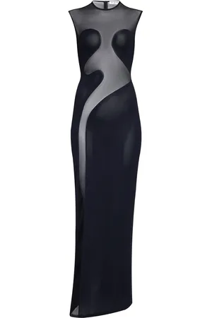 Alaïa Mesh-Paneled Knit Maxi Dress