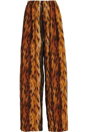 Balenciaga AI-Printed Silk Crepe Wide-Leg Pants