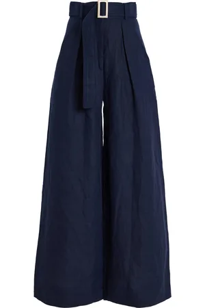 Matthew Bruch High-Rise Linen Wide-Leg Pants