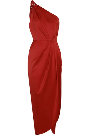 Andres Otalora Siluetas Asymmetric Satin Midi Dress