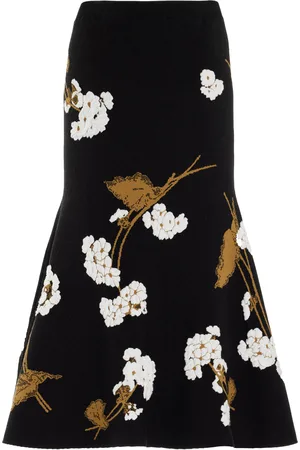Erdem Embroidered Knit Midi Skirt