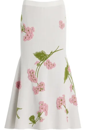 Erdem Embroidered Knit Jacquard Midi Skirt