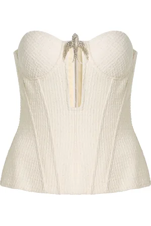 DAVID KOMA Embellished Bouclé Corset Top