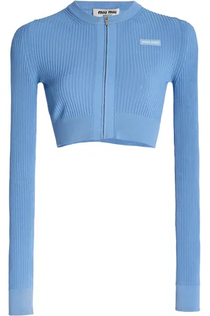 Miu Miu Ribbed-Knit Cropped Cardigan