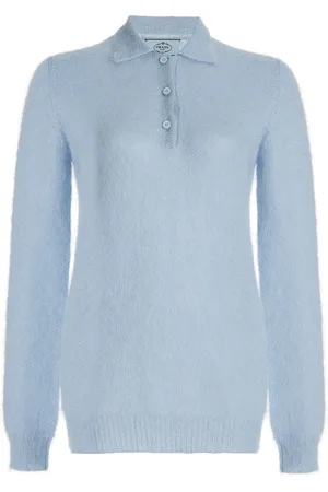 Prada Mohair-Blend Knit Polo Top
