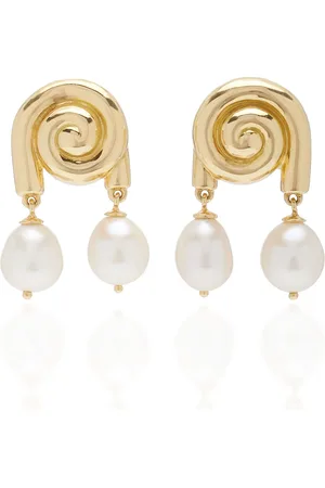 Sauer Spiralis 18K Yellow Gold Pearl Earrings