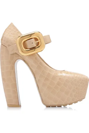 Bottega Veneta Croc-Embossed Leather Mary-Jane Platform Pumps