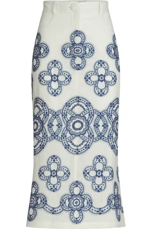 Silvia Tcherassi Layan Linen-Cotton Midi Skirt