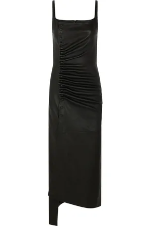 Paco rabanne Button-Detailed Leather Midi Dress