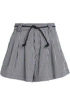 SEA Neci Belted Gingham Cotton Shorts