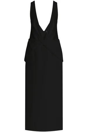 BRANDON MAXWELL The Santha Plunge Neck Midi Dress