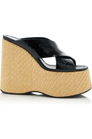 PARIS TEXAS Mara Croc-Effect Leather Platform Sandals
