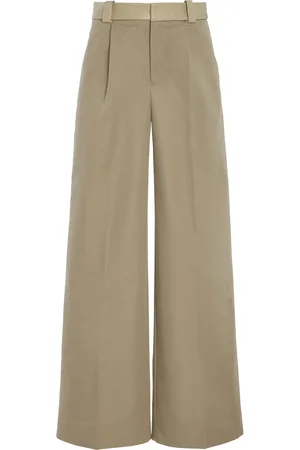 CHRISTOPHER ESBER Leather-Detailed Cotton Wide-Leg Trousers