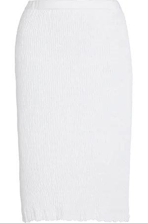 Salvatore Ferragamo Crinkled-Knit Linen-Blend Pencil Skirt