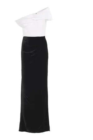 Rosie Assoulin Twisted Off-The-Shoulder Velvet Gown