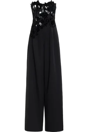 Oscar de la Renta Peony-Lace Crepe Jumpsuit