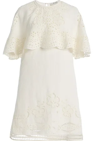 SEA Lulu Embroidered Linen-Blend Mini Dress