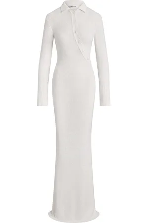 AYA MUSE Helia Asymmetric Knit Cotton Polo Maxi Dress