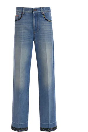 VALENTINO GARAVANI Patchwork Rigid High-Rise Straight-Leg Jeans