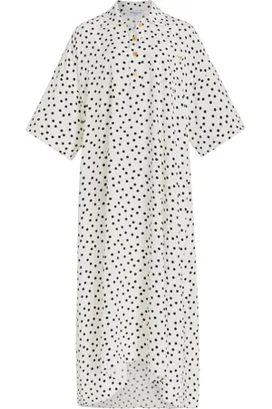 FRANCOISE Exclusive Constance Polka-Dot Silk Shirt Dress