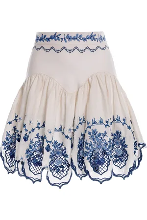 Agua by Agua Bendita Acaí Embroidered Linen Mini Skirt