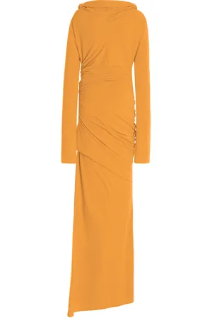 Colleen Allen Ruched Waist Cotton-Blend Maxi Dress