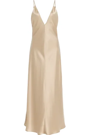 Leset Barb Satin Midi Slip Dress